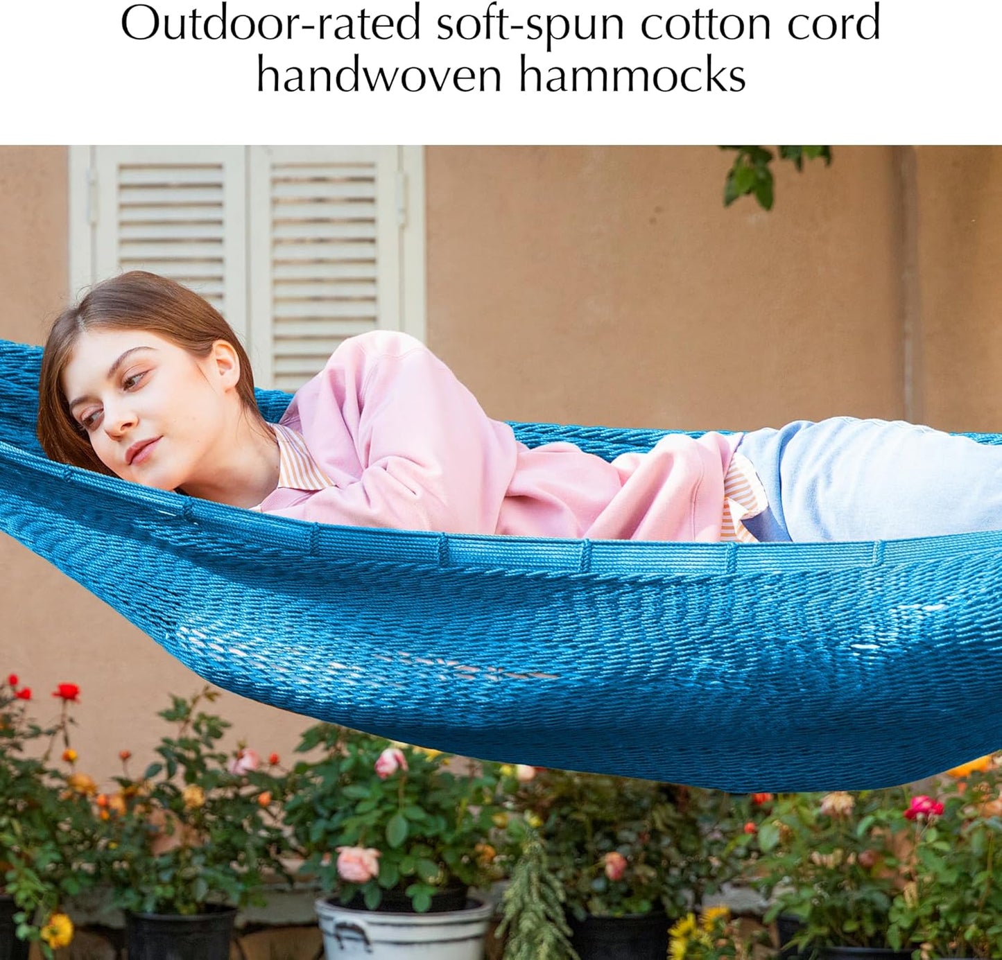 PNAEUT Handwoven Mayan Hammocks, Double Rope Hammock for Outdoor Outside & Indoor, Thick Soft 600 lbs Capacity Heavy-Duty, Includes Tree Straps, Carabiners & Carrying Bag (Nature, X-Large)