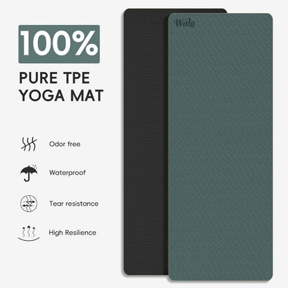 WEILA Extra Thick 10mm Yoga Mat - Non-Slip TPE Fitness Mat for Yoga, Pilates & Workout, 76"x28" Large Dual-Color with Carry Strap for Travel, Gym, Home