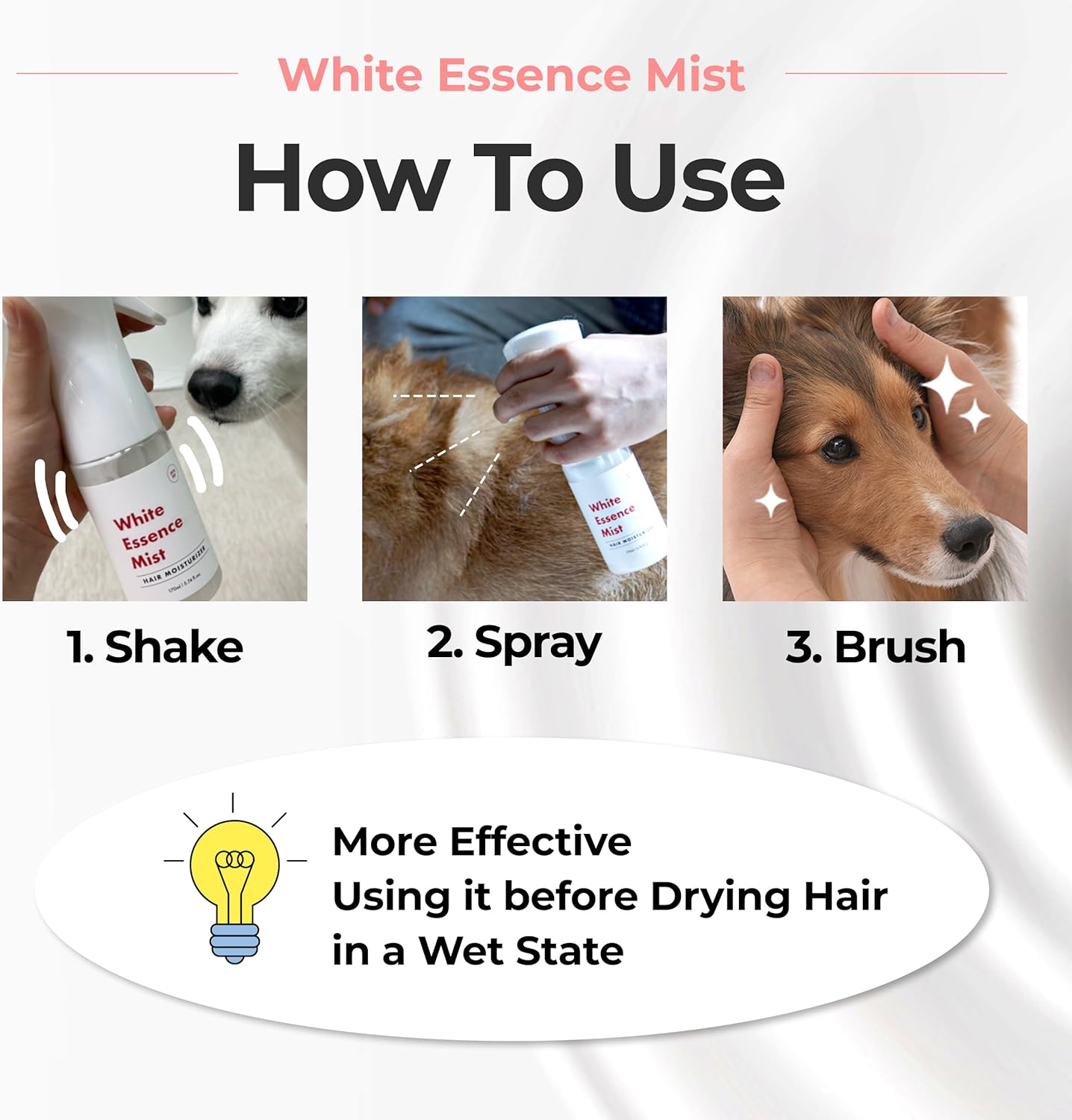 JAYU PET Magic Brushing Spray - Fur Detangler & Dematting Solution, Hypoallergenic Deodorizer, Conditioner & Itch Relief, Shining & Grooming Spray for Dogs (5.8fl oz, 170ml)