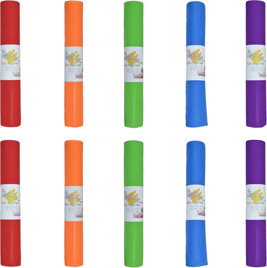 Kids Yoga Mats, 60" x 24" Exercise Mats, 4mm Non Slip Yoga Mat for Boys and Girls, Easy to Clean Kid's Workout Mat, 10 Pack