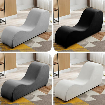 MUZZ Yoga Chairs for Adults, Velvet Yoga Chaise Lounge for Adult Exercise, Stretching, Relaxation, Modern Curved Tantra Chairs for Bedroom,Living Room(Dark Grey)