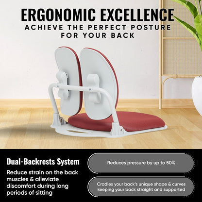 【Premium Dual-Backrests】 Made in Korea Ergonomic Floor Chair with Back Support - Meditation Chair, Floor Gaming Chair, Reading Chair, Floor Chairs for Adults, Foldable Chair (Black Leather)
