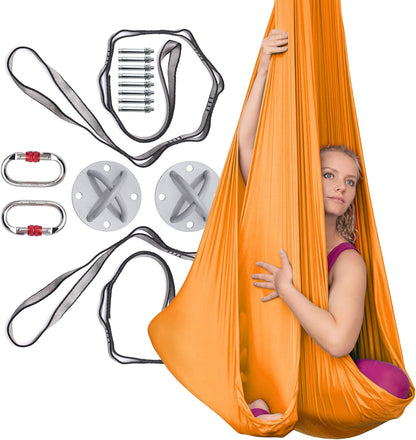 AyuHome Aerial Silks Kit for Home - Premium Yoga Swing for Kids and Adults with 660 lbs Capacity - Versatile Aerial Yoga Hammock for Gymnastics Training