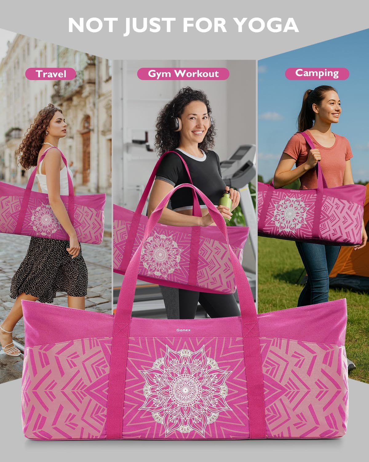 Gonex Yoga Mat Bag, Extra Canvas Gym Bag with Waterproof Pocket Metal Zipper, Fits Mat & Blocks, Stylish Yoga Mat Carrier for Women, Ideal for Yoga, Pilates, Workout, Travel