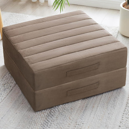 JKMAX 2 Pcs High Density Foam Floor Pillow - Upgraded Large Pillows Seating for Adults - Outdoor Floor Cushion with Soft Tufted Cover - Yoga Pillows for Sitting On Floor - 22 Inch Light Gray