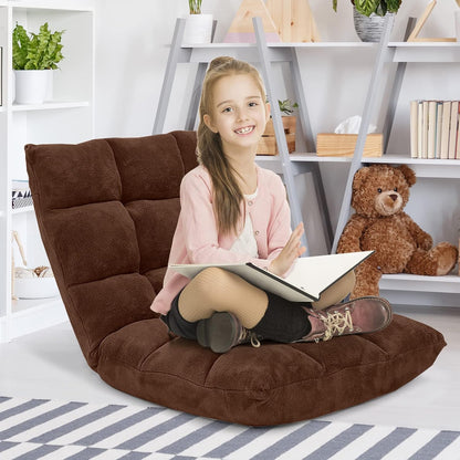 Giantex Folding Floor Chair with Back Support, 14 Adjustable Position, Padded Sleeper Bed, Couch Recliner, Gaming Floor Chairs for Adults, Meditation, Living Room (TAN)