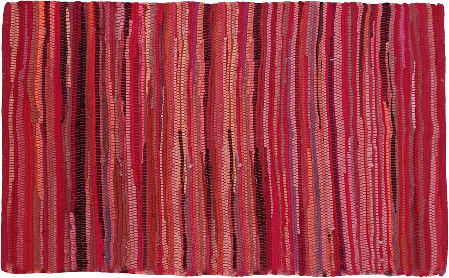 Ramanta Home 100% Cotton Chindi Hosiery Rug 24x36 Inch - Dark Multi, Farmhouse Reversible Soft Bohemeian Rugs Ideal for Entryways, Kitchen, Bedroom | Durable Lightweight Handmade Accent Doormat