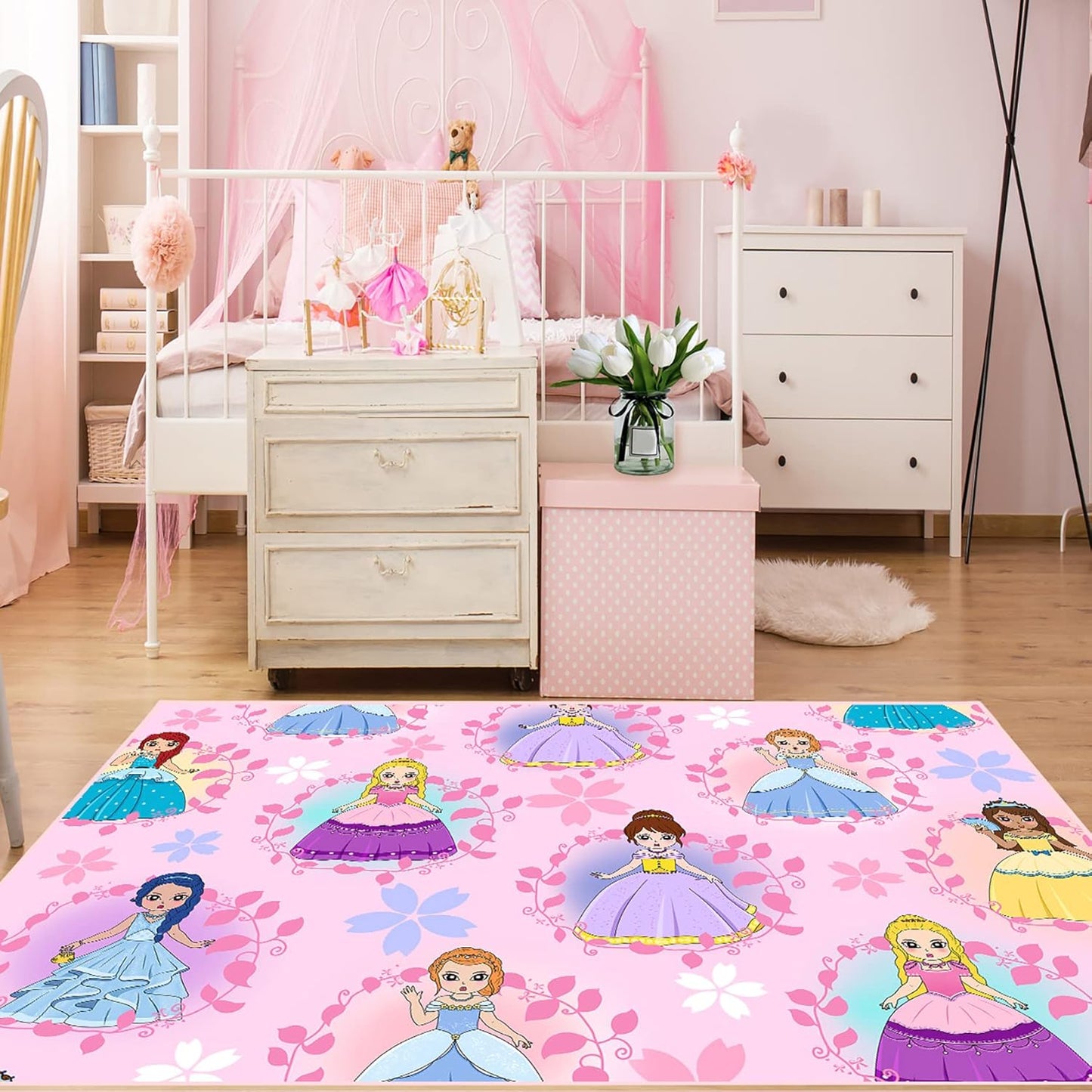Black Girl Area Rug for Bedroom African Black Girls Floor Rugs for Living Room Playroom Cartoon Art Home Decor Soft Yoga Mats for Women Afro Purple 47" x 31" (2.7 x 3 Feet)