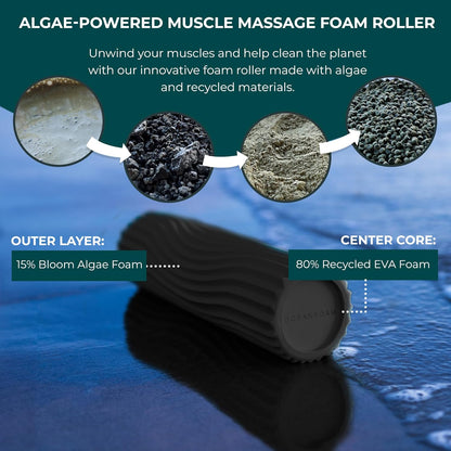 Oceanfoam Ripple Travel Foam Roller (11" x 3.35") Firm Mini Foam Roller for Physical Therapy, Deep Tissue Massage, Back Pain - High Density, Ergonomic Wave Textured - Yoga, Pilates, Exercise (Natural) - Colors A