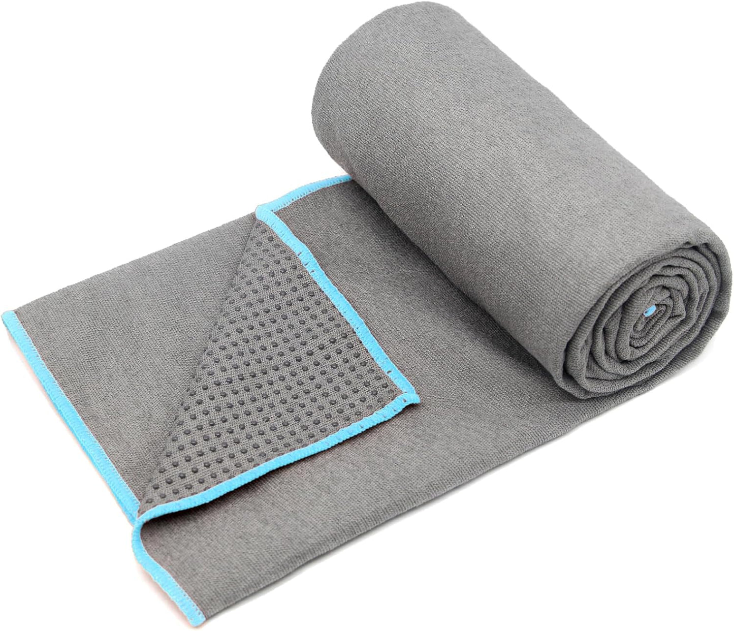 Eunzel Hot Yoga Towel - Microfiber Non Slip Yoga Mat Towel with Grip Dot Sweat Absorbent Towel for Hot Yoga, Pilates and Fitness 72" x 24", Dark Cyan/Orange