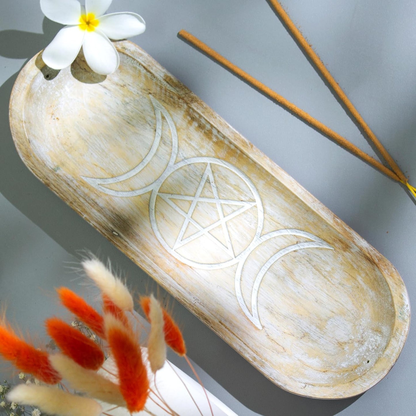 Incense Holder-Incense Burner/Ash Catcher-Handmade Wooden Insence Tray Home Decor 11x4x1.2 Inches