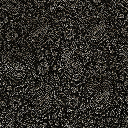 Ethnic Jacquard Brocade Silk Bolster Yoga Rectangular Pillowcase Cover Paisley Black Tubular Living Room Decorative Cylindrical Hotdog Indian Throw Pillowcase 76x38 cm - Set of 2 Pcs
