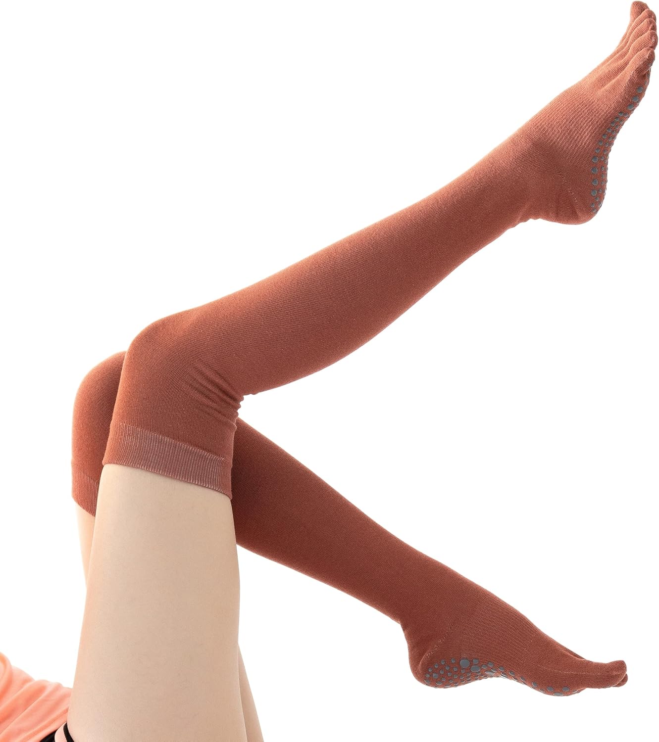 Verdancy Yoga Pilates Toe Socks - Toeless With Grips for Women, Non-Slip Cushioned Over Knee Thigh High