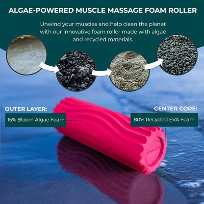 Oceanfoam Ripple Travel Foam Roller (11" x 3.35") Firm Mini Foam Roller for Physical Therapy, Deep Tissue Massage, Back Pain - High Density, Ergonomic Wave Textured - Yoga, Pilates, Exercise (Natural) - Colors A