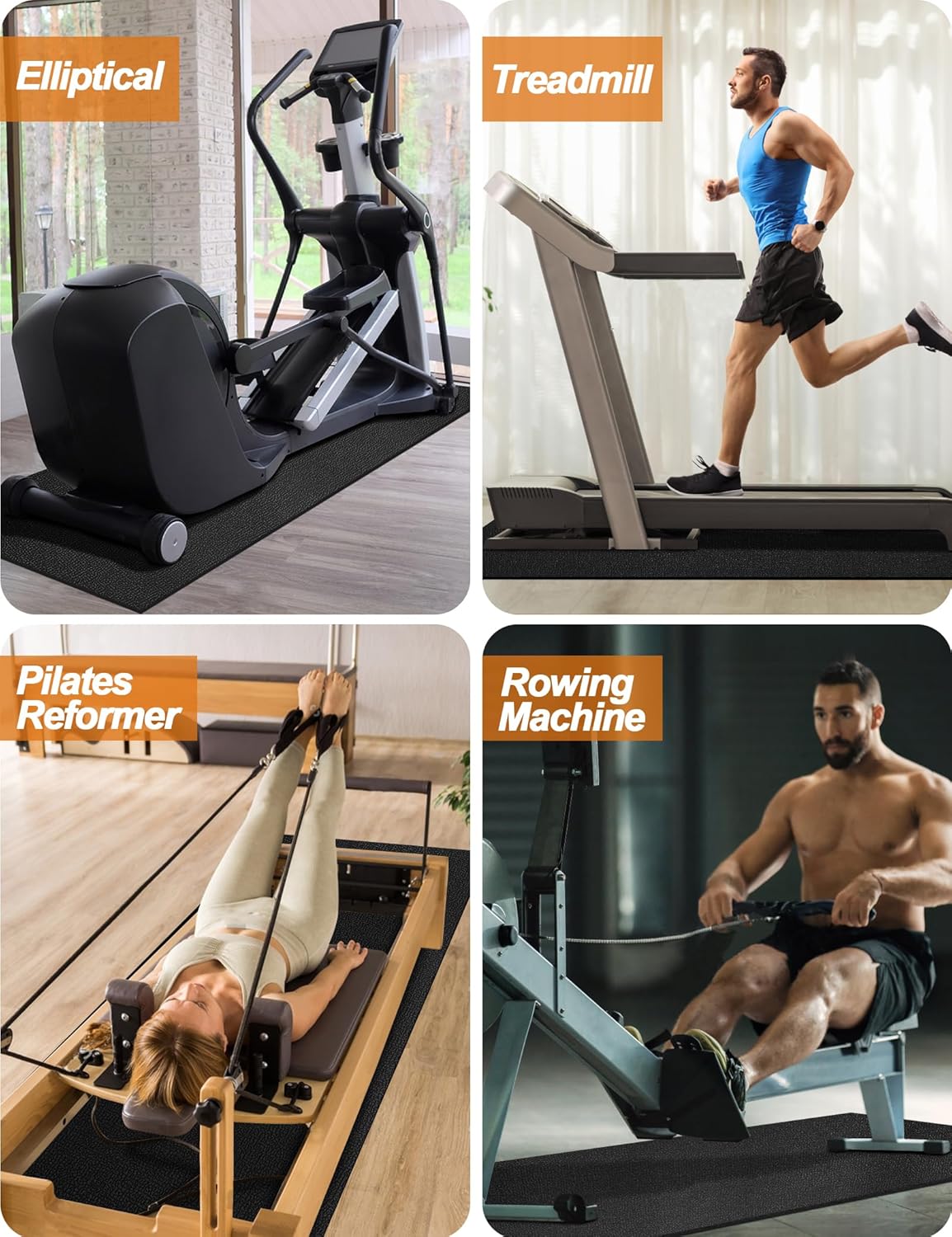 Treadmill Mat,70"x32",6mm Thickness Foldable Exercise Equipment Mat for Carpet Hardwood Floors, Compatible with Walking Pad,Spin Bike,Elliptical Trainer,Rowing Machine
