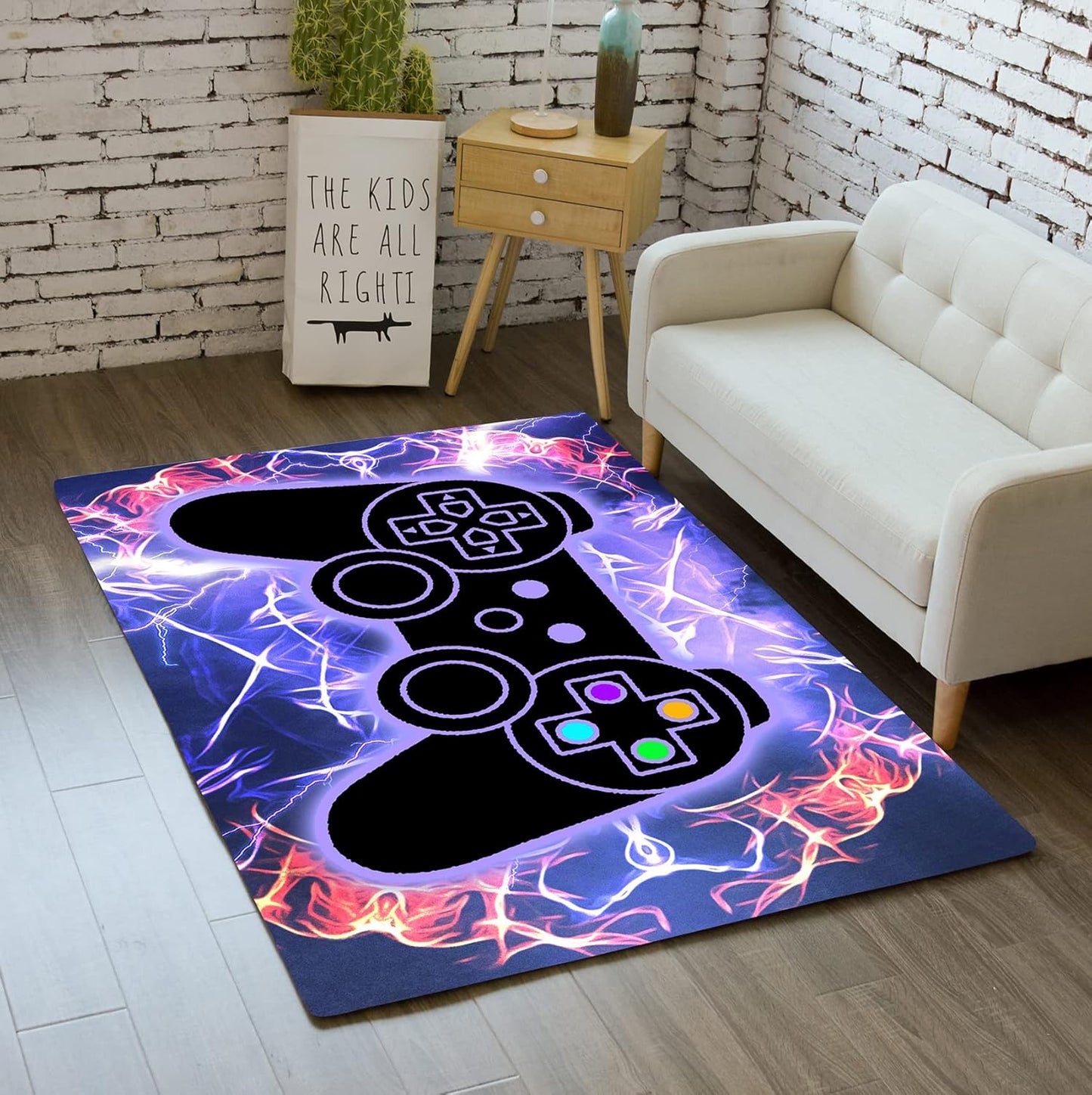 Video Game Rug - Gaming Themed Rug Gamepad Controller Area Rugs for Bedroom Gaming Carpet for Boys Game Carpet for Playrooms Bedroom Doormat Yoga Mats