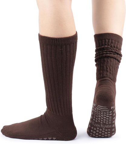 BomKinta Pilates Socks with Grips for Women - Yoga Grippy Slouch Scrunch Sock - Slipper Socks for Barre Workout Hospital