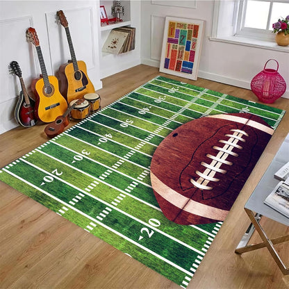 Sports Field Area Rug,5x7ft, Soccer Field Chalked Blackboard Football Stadium Board Painted Non-Slip Soft Carpet Floor Mat Indoor Living Room Bedroom Rugs Yoga Mat Home Decor