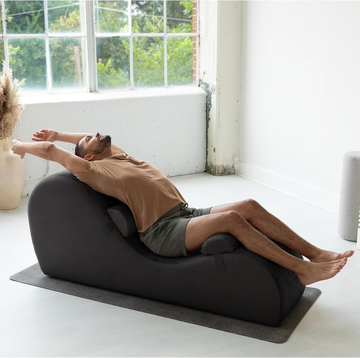 Avana Chakra Yoga Chaise - 2 Adjustable Headrests & Handles with Adjustable Straps, Micro-Velvet/Microloop, Grey & Grey