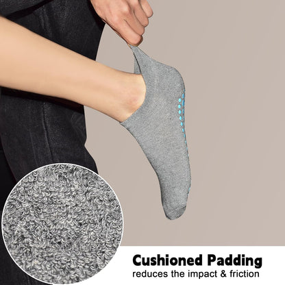 SkiBeaut Grips Non Slip Socks for Women, 4 Pairs Yoga Pilates Anti Skid Woman Hospital Gripper Socks (5-12)