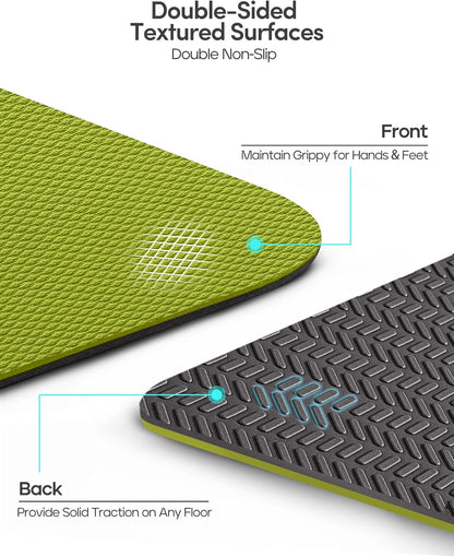 Heathyoga Yoga Mat Non Slip TPE Pilates Exercise Mats for Home Workout Gym Fitness Eco Friendly Thick Hot Yoga Mat with Strap Body Alignment,72"x 26" Thickness 1/4"