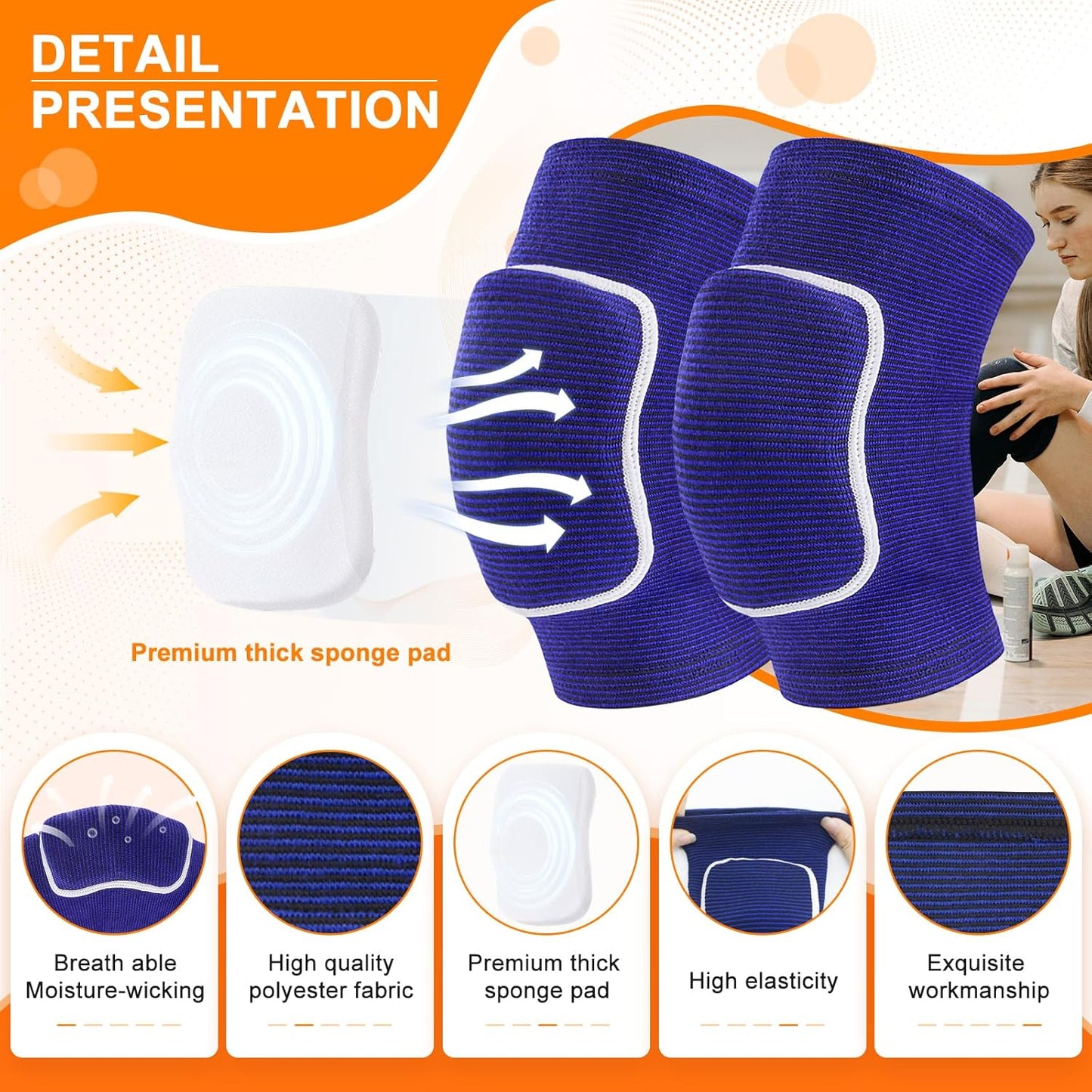 Volleyball Knee Pads for Dancers, Soft Breathable Knee Pads for Girls Women Men Youth Kids Knees Protective, Knee Brace for Volleyball Football Danceing Yoga Tennis Running Cycling Fitness