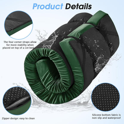CYMULA Memory Foam Camping Mattress Pad,3inch Sleeping Pad for Camping,Non-Slip Bottom Floor Cot Car Mattress Bed with Retaining Portable Roll up Mattress Pad Mat for Travel Truck Guest Bed Tent