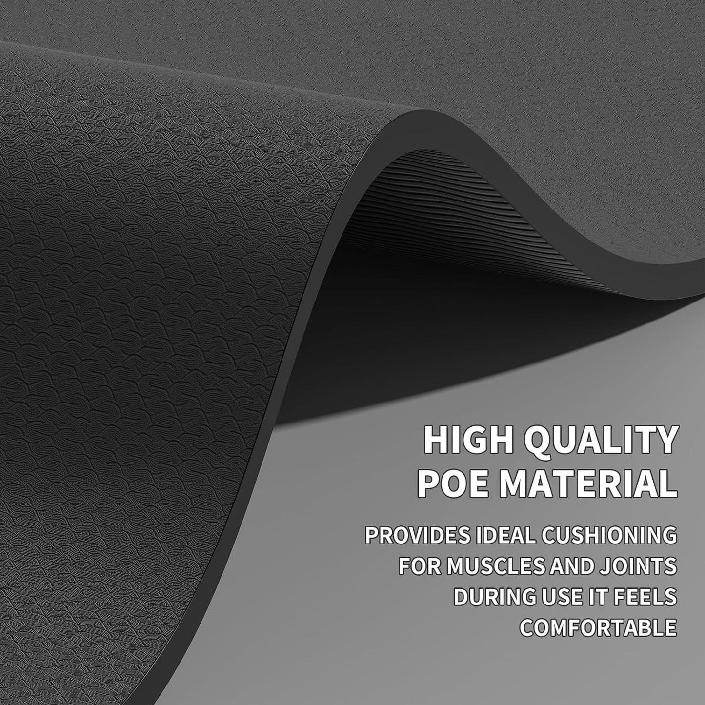 Large Yoga Mat (6'x 4') - Extra Long and Wide Workout Mat for Men and Women, Non-Slip POE 0.32''/0.4'' Thick Fitness Mat, Eco-Friendly Exercise Mat for Home Workouts, Ideal for Yoga and Pilates