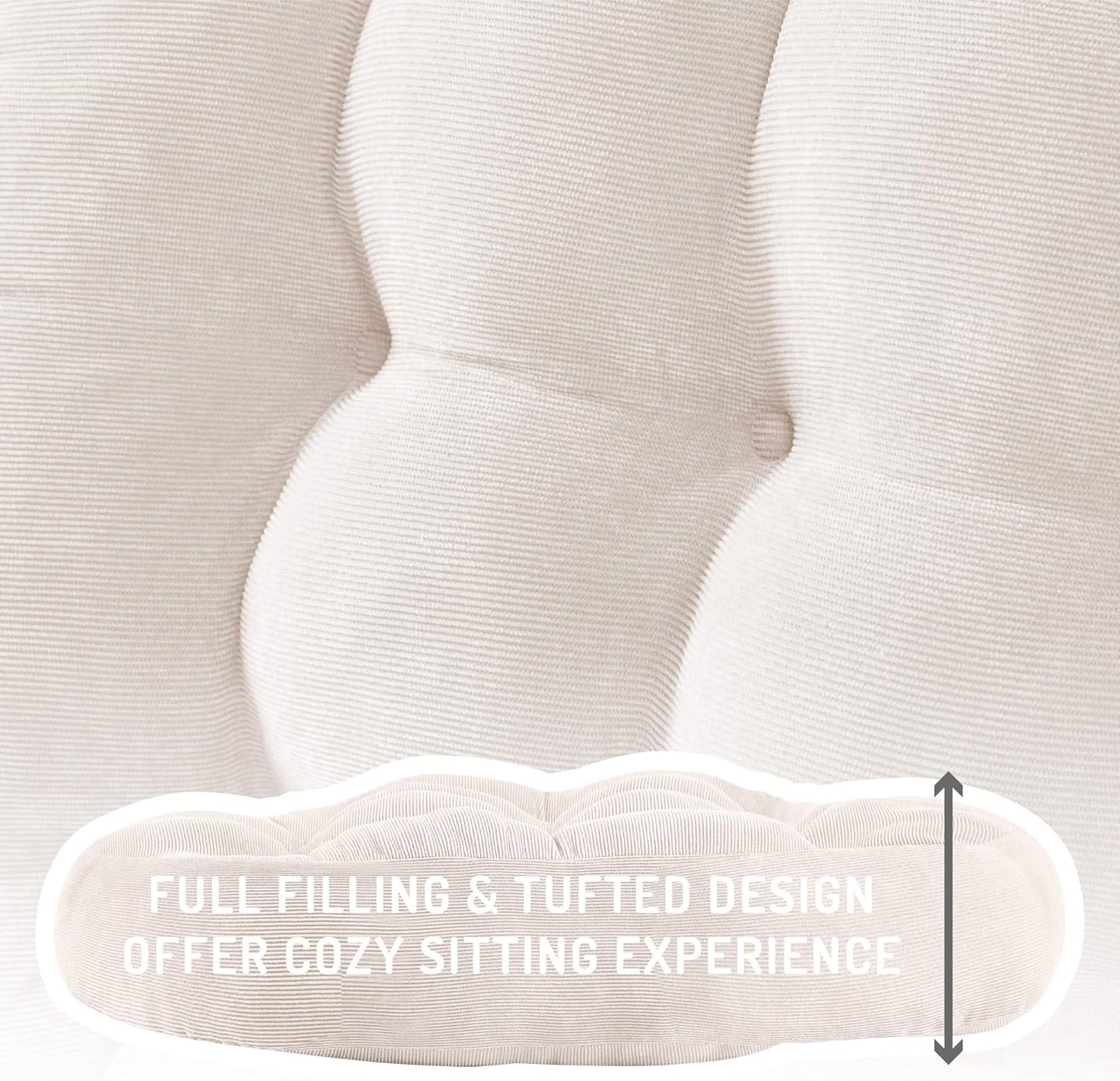 Meditation Floor Pillow Set of 2, Round Large Pillows Seating for Adults, Tufted Corduroy Cushion for Living Room Tatami, Beige 22 Inch
