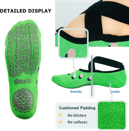 Ozaiic Pilates Socks for Women Non Slip Grip, Yoga Socks with Grippers for Barre, Hospital, Ballet, Dance, Barefoot Workout