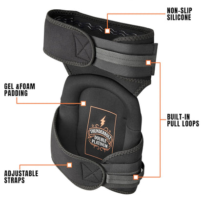 Thunderbolt Knee Pads for Men Construction Knee Pads for Work for Men and Women with Double Gel for Gardening Flooring Roofing Heavy Duty with Extra Thick Foam and Strong Adjustable Non-Slip Straps