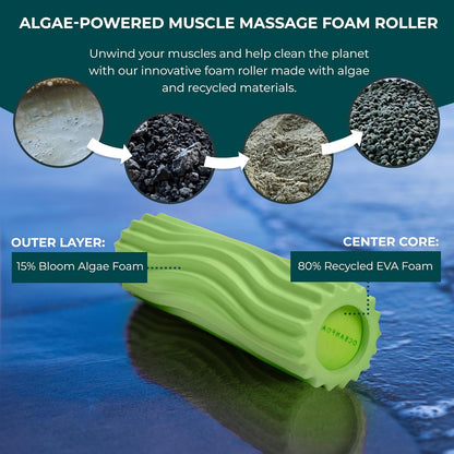 Oceanfoam Ripple Travel Foam Roller (11" x 3.35") Firm Mini Foam Roller for Physical Therapy, Deep Tissue Massage, Back Pain - High Density, Ergonomic Wave Textured - Yoga, Pilates, Exercise (Natural) - Colors A