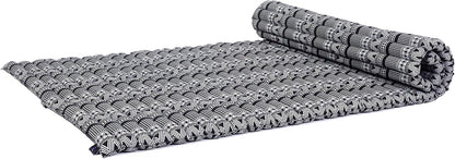 Leewadee - Kapok Roll Mat – Handcrafted Folding Sleep & Relaxation Mattress from Thailand, Ideal as Guest Bed, Camping Mat, Yoga Mat or Traditional Futon, 75 x 39 inches, Anthracite
