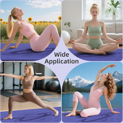 Extra Wide Yoga Mat, 72"x40"x0.4"Thick, Large Exercise Mat, Oversized Non Slip Workout Mat with Strap for Yoga, Pilates, Fitness, Home Gym Studio