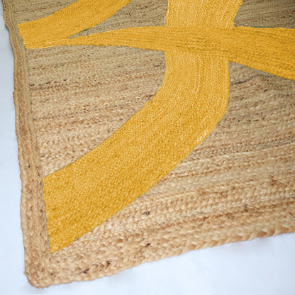 Premium Quality Jute Rug 4x6 Feet Area Rug Natural Fiber Jute Rugs Thick 0.27" Black Abstract Pattern Geometric Rugs for Kids Room, Living Room, Yoga Mat, Indoor Outdoor Carpet - Colors C
