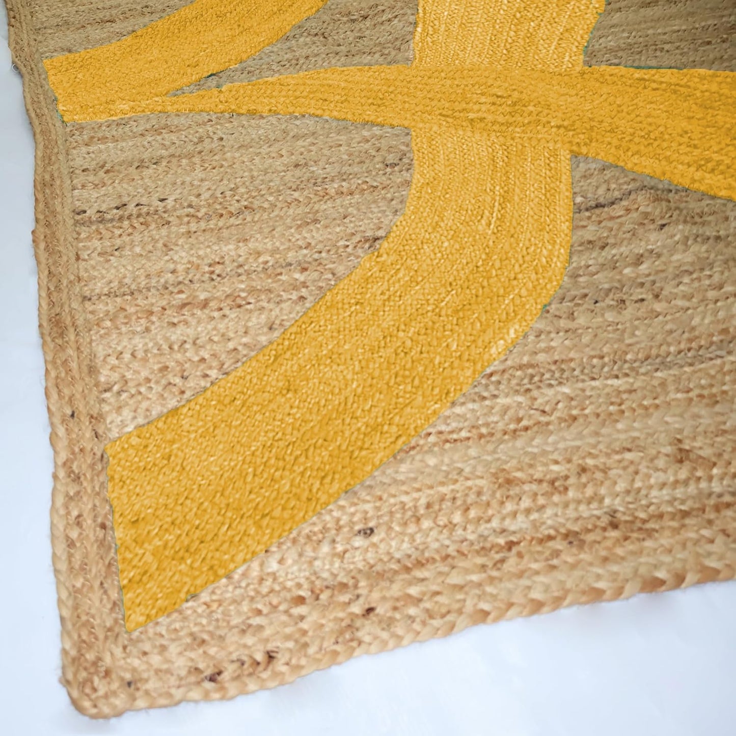 Premium Quality Jute Rug 4x6 Feet Area Rug Natural Fiber Jute Rugs Thick 0.27" Black Abstract Pattern Geometric Rugs for Kids Room, Living Room, Yoga Mat, Indoor Outdoor Carpet - Colors B