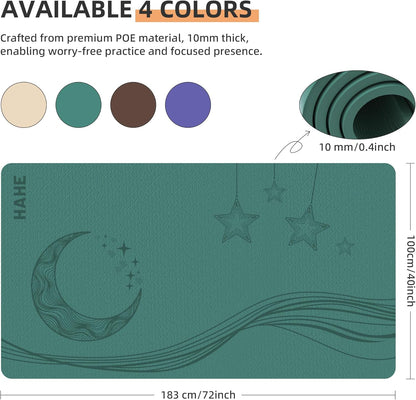 Extra Wide Yoga Mat, 72"x40"x0.4"Thick, Large Exercise Mat, Oversized Non Slip Workout Mat with Strap for Yoga, Pilates, Fitness, Home Gym Studio