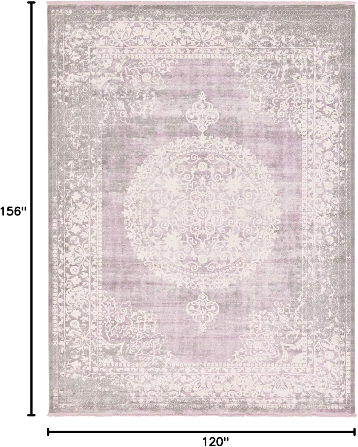 Unique Loom New Classical Collection Area Rug - Olwen (4'Round, Purple/ Gray)