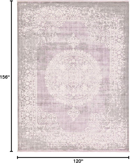 Unique Loom New Classical Collection Area Rug - Olwen (4'Round, Purple/ Gray)