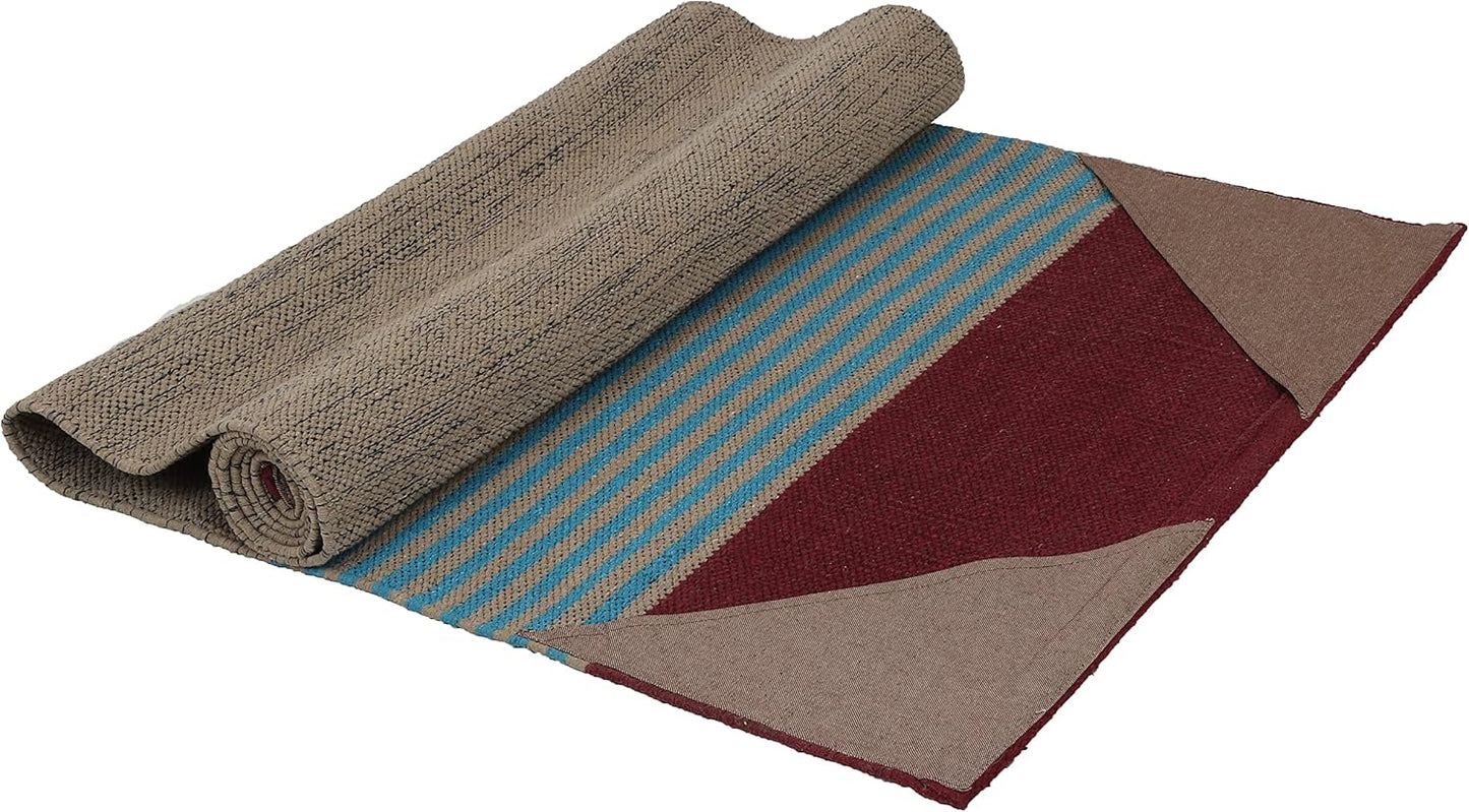 KD Yoga Rug Mat Convert Plastic Yoga Mat to Eco Friendly 100% Cotton Gripping with Corner Pocket