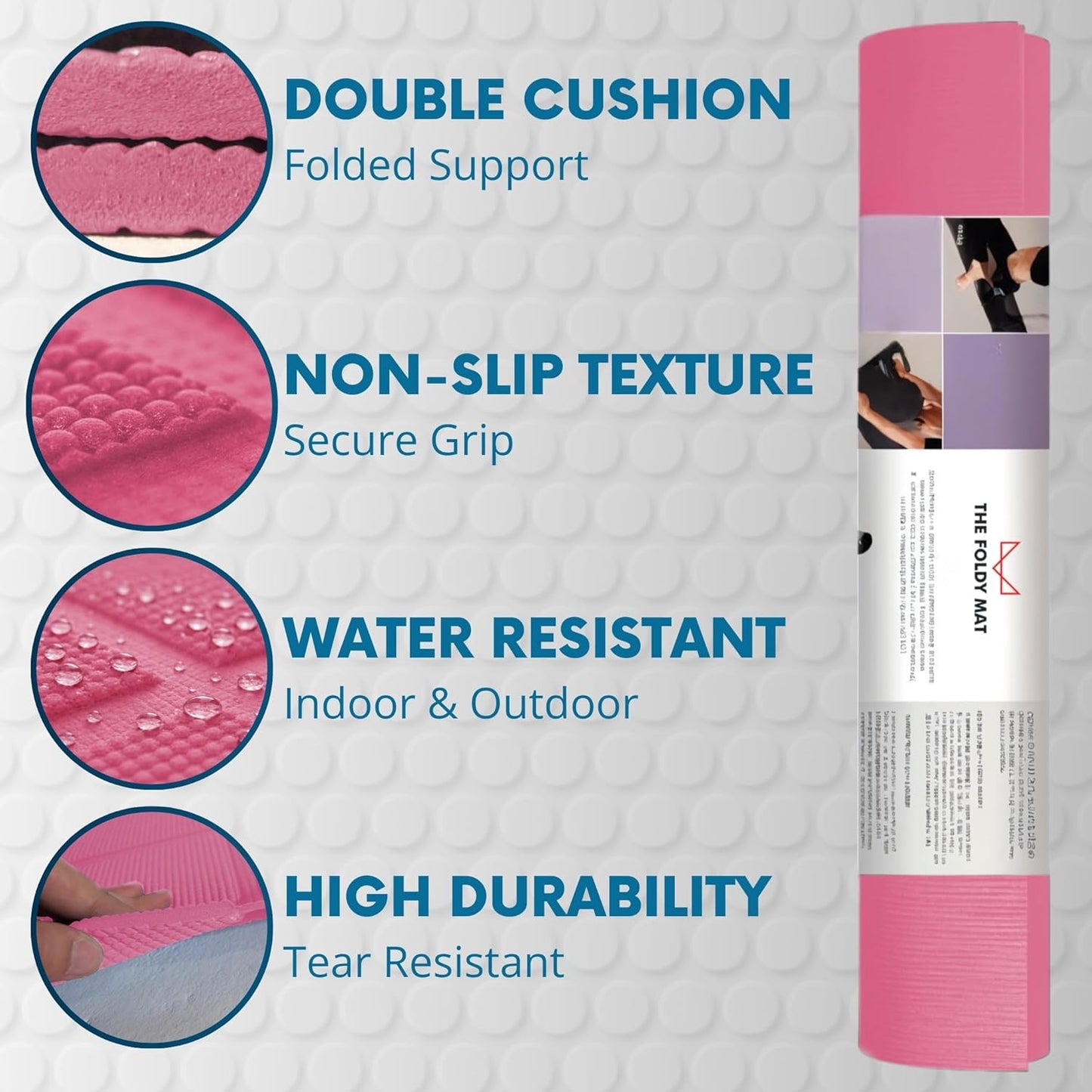Foldable Yoga Mat Thick, in 6 Combinations; Greater Support and Protection for Joints, Body Alignment System, and Sections for Hands and Feet. Non-slip texture and water-resistant