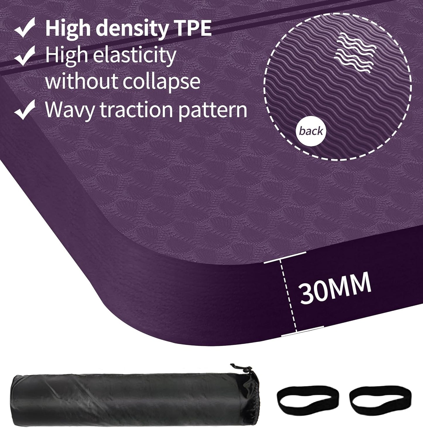 nuveti Large Exercise Mat - 15mm/20mm/30mm Thick Yoga Mat | Workout Mat for Fitness, Yoga, Pilates, Stretching & Floor Exercises for Women & Men with Free Carrying Bag