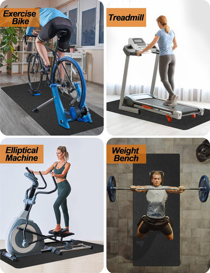 Treadmill Mat,70"x32",6mm Thickness Foldable Exercise Equipment Mat for Carpet Hardwood Floors, Compatible with Walking Pad,Spin Bike,Elliptical Trainer,Rowing Machine