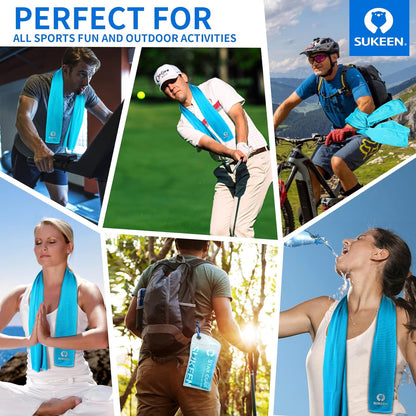 Sukeen [4 Pack Cooling Towel (40"x12"), Soft Breathable Chilly Microfiber Towel for Yoga,Sport,Running,Gym,Workout,Camping,Fitness,Workout & More Activities