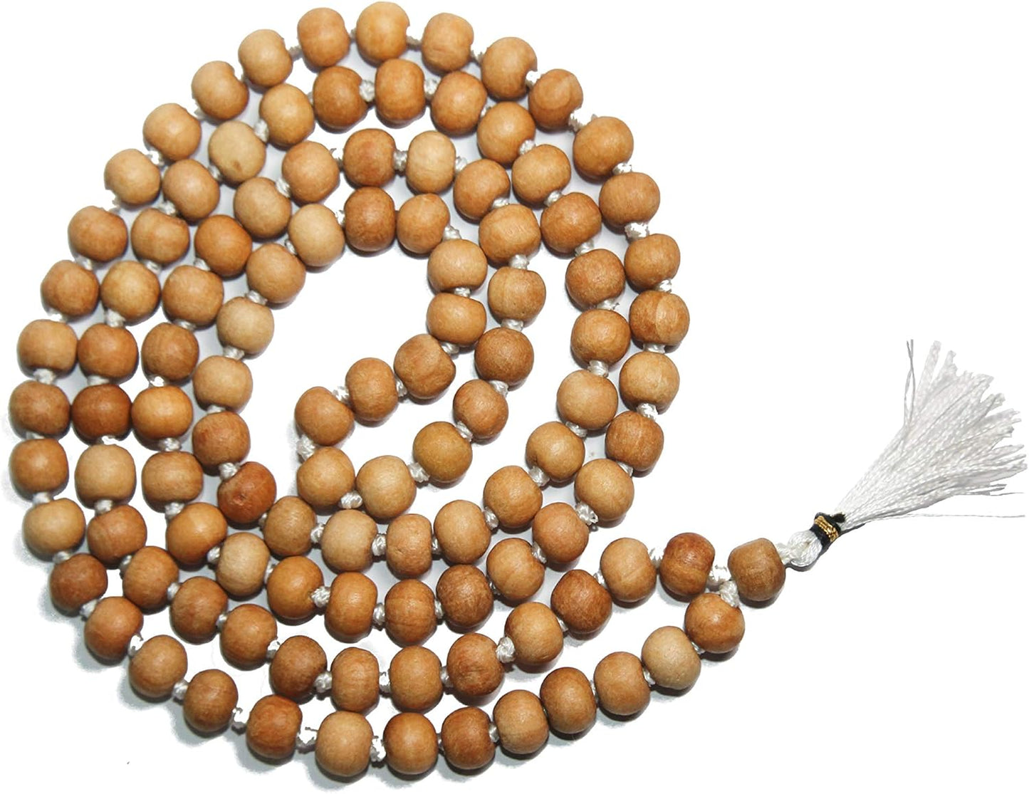 IS4A 8MM TULSI HOLY BASIL PRAYER BEADS JAPA MALA NECKLACE HAND KNOTTED. KARMA (108+1) BEADS. BLESSED & ENERGIZED HINDU TIBETAN BUDDHIST SUBHA ROSARY
