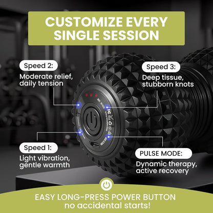 4-Speed Vibrating Peanut Massage Ball for Targeted Muscle Relaxation & Mobility Support | Textured Deep Pressure Roller | Compact & Rechargeable