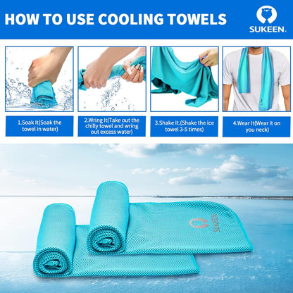 Sukeen [4 Pack Cooling Towel (40"x12"), Soft Breathable Chilly Microfiber Towel for Yoga,Sport,Running,Gym,Workout,Camping,Fitness,Workout & More Activities