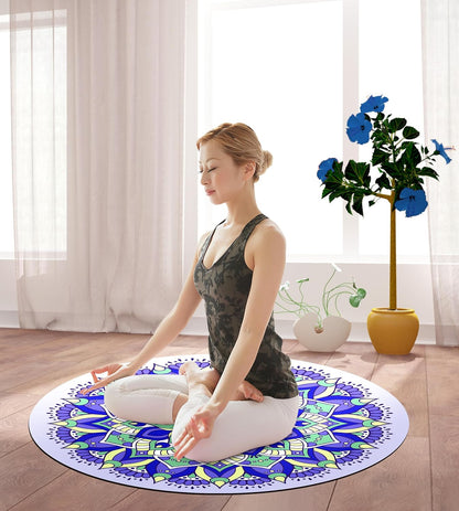 nuveti Large Meditation Mat Non Slip Round Yoga Mat Natural Rubber with Sueded Surface Exercise Mat Perfect for Meditating, Stretching, Yoga（140CM X 3.5MM Thick)