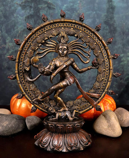Ebros Gift 9" Tall Hindu Shiva Nataraja by Fire Wheel Statue Lord of The Dance Cosmic Dancer God Statuette Sanskrit Hinduism Supreme Deity Altar Eastern Enlightenment Yoga Figurine