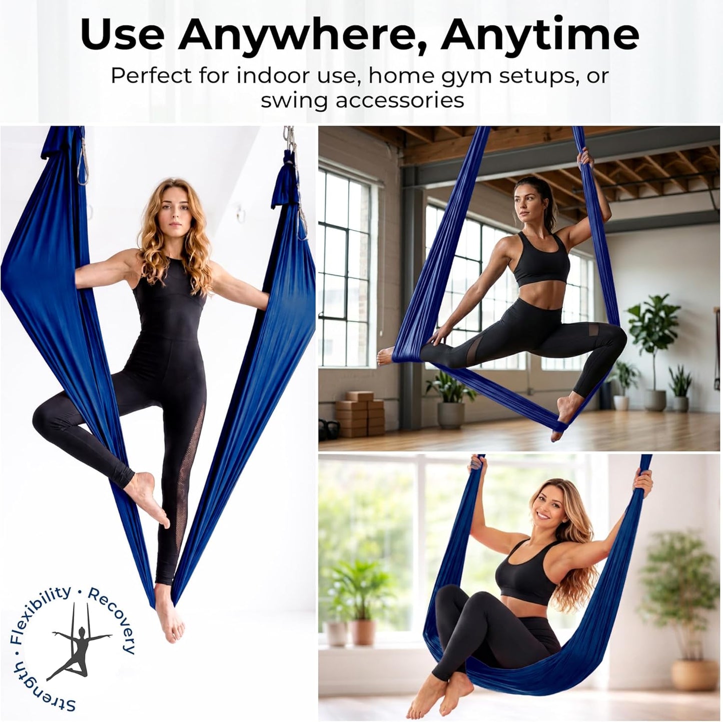 LOTUS78 Aerial Yoga Hammock 5.5 Yards (198 Inches) – Premium Aerial Silk Swing for Antigravity Fitness, Inversion Therapy, Strength & Flexibility | Purple | Yoga Trapeze for Home & Studio